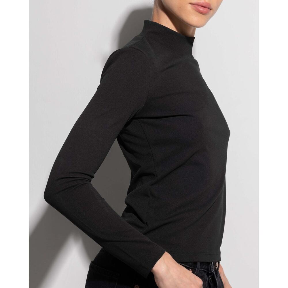 Claudent Black Long Sleeve Mock Neck Shirt Slim UPF +50 Breathable Light NWT XS